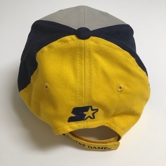 NEW Notre Dame Irish Football Hat Cap Starter Licensed Adjusts Navy Gray Gold - Picture 12 of 13